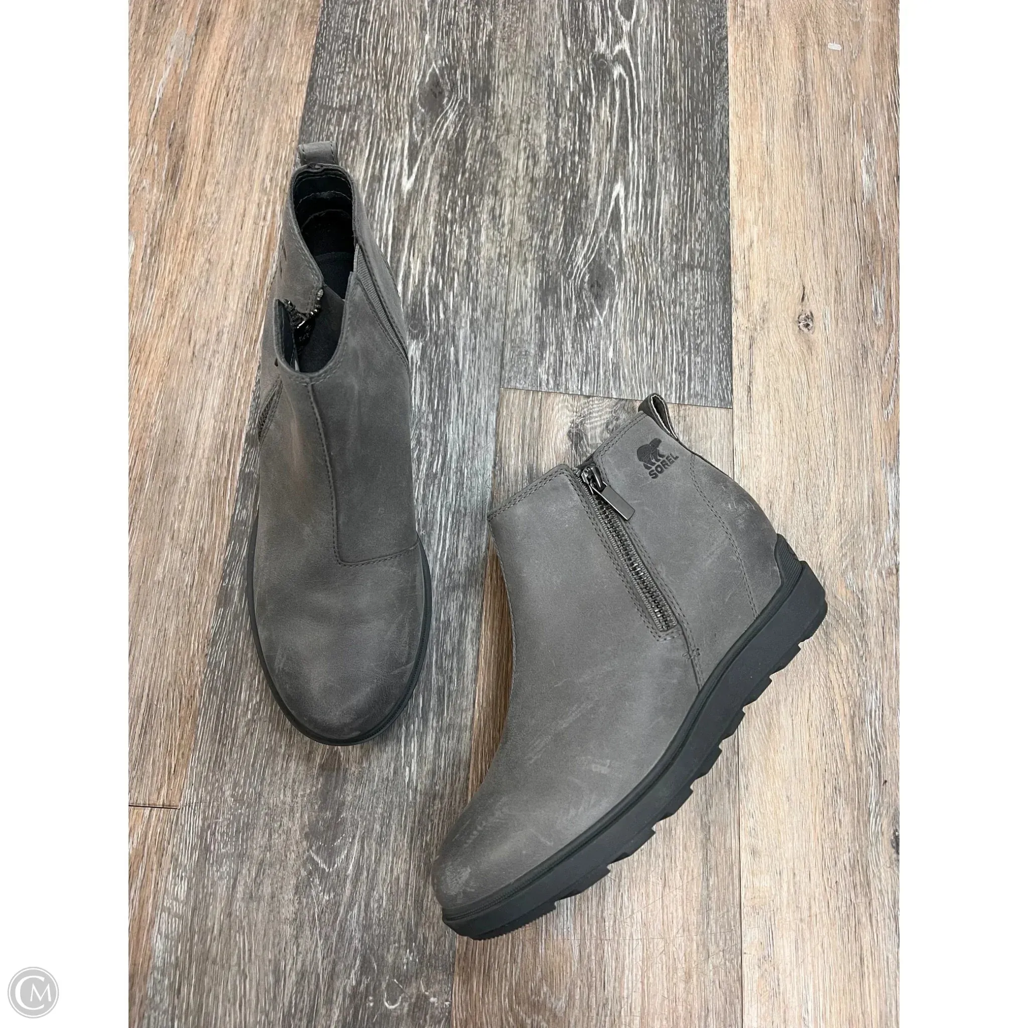 Boots Ankle Heels By Sorel In Grey, Size: 9.5