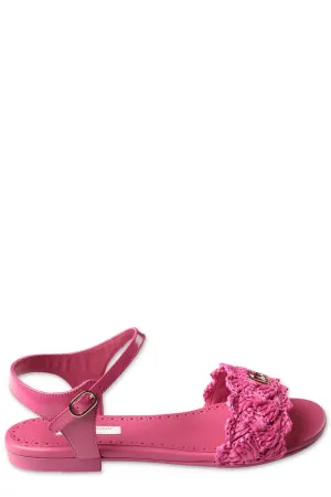 Dolce & Gabbana Kids Woven Raffia Ankle Strap Sandals