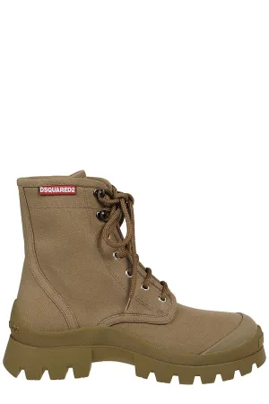 Dsquared2 Round Toe Lace-Up Ankle Boots