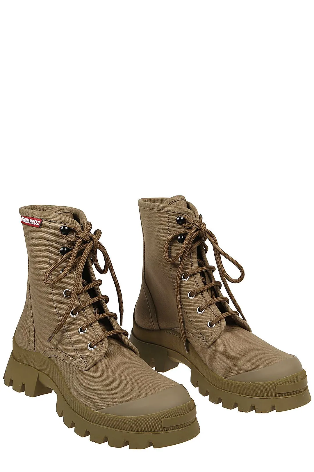 Dsquared2 Round Toe Lace-Up Ankle Boots