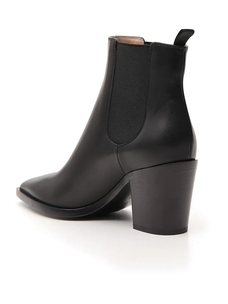 Gianvito Rossi Pointed Toe Elastic Ankle Boots