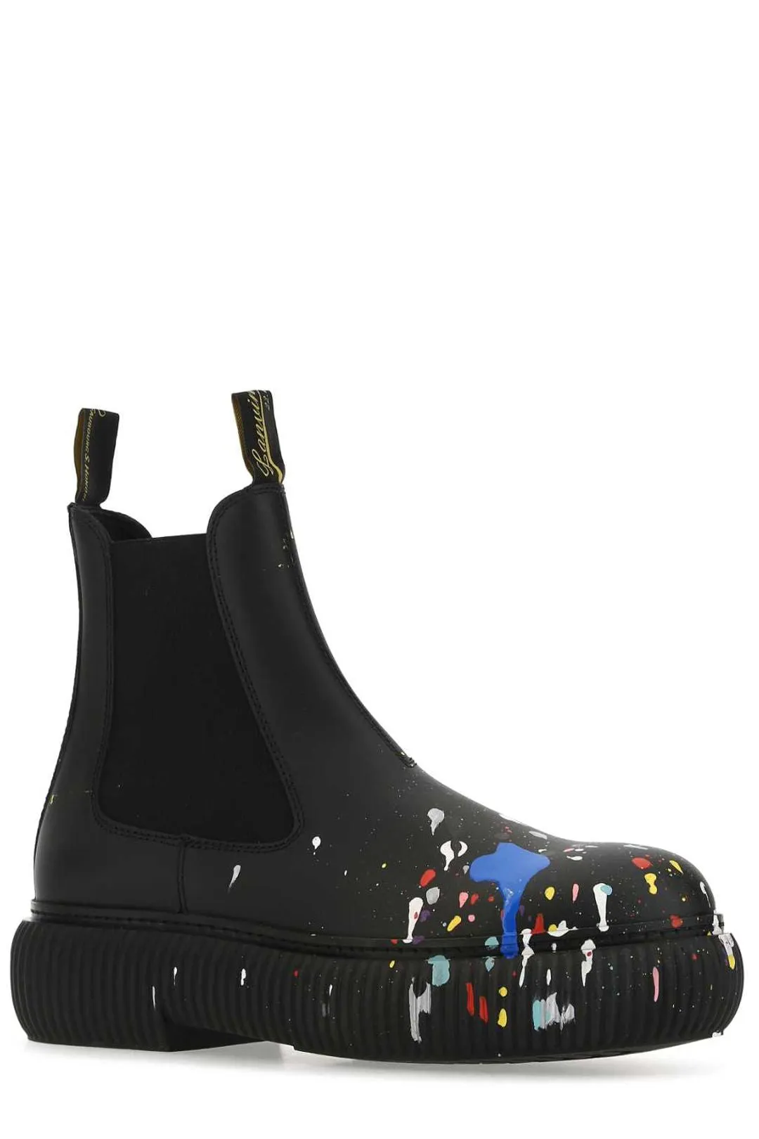 Lanvin Paint-Splatter Platform Ankle Boots