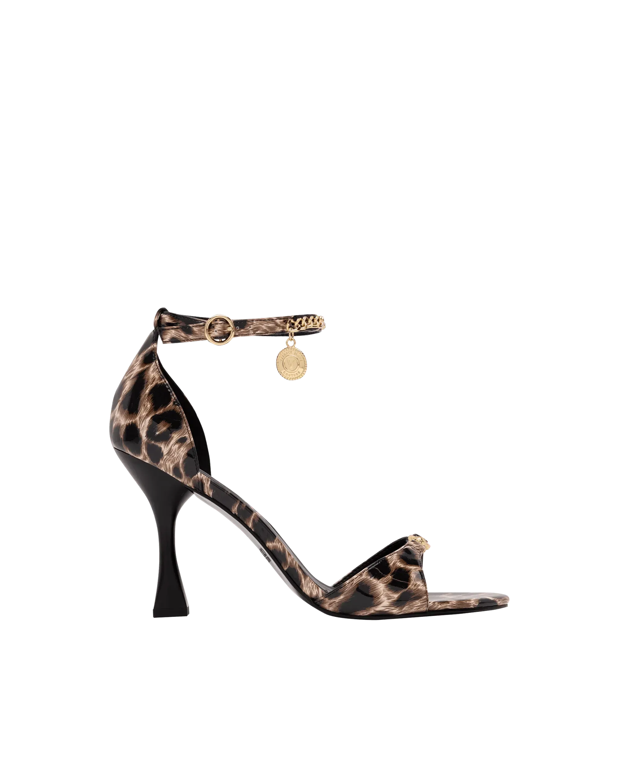 Leopard Print Ankle Chain Sandals