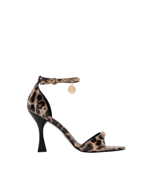 Leopard Print Ankle Chain Sandals