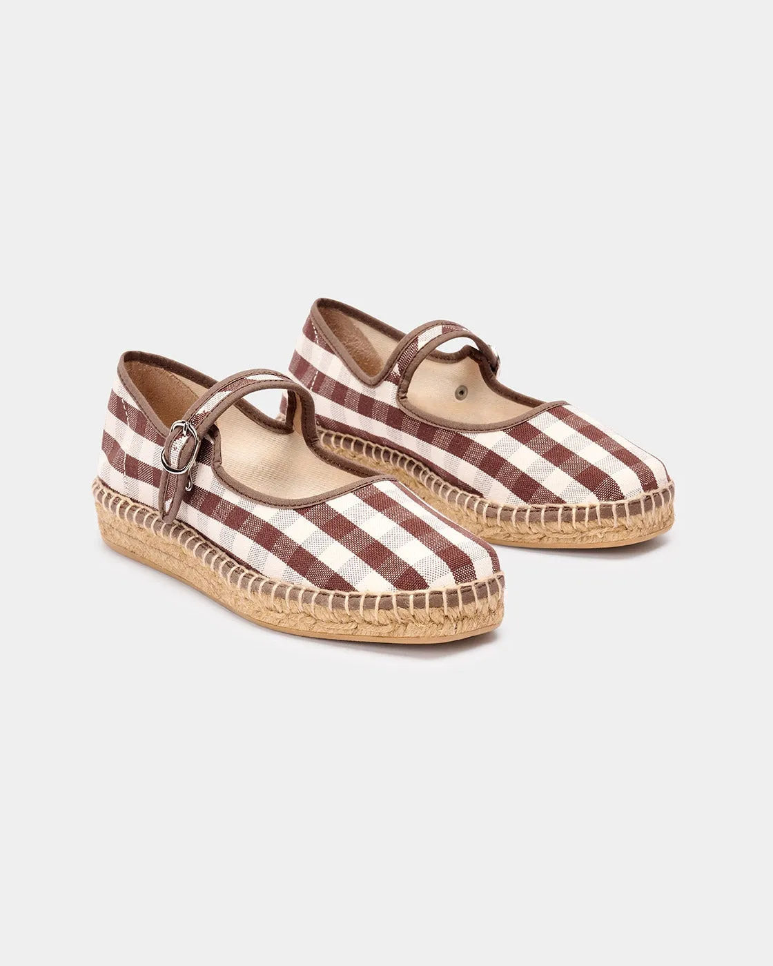 Naguisa Peonia Brown Check Espadrille
