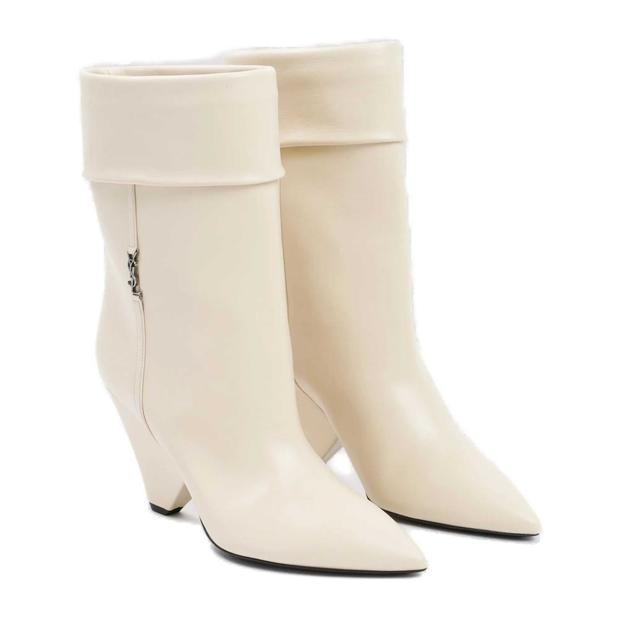 Saint Laurent Logo Plaque Pointed Toe Ankle Boots