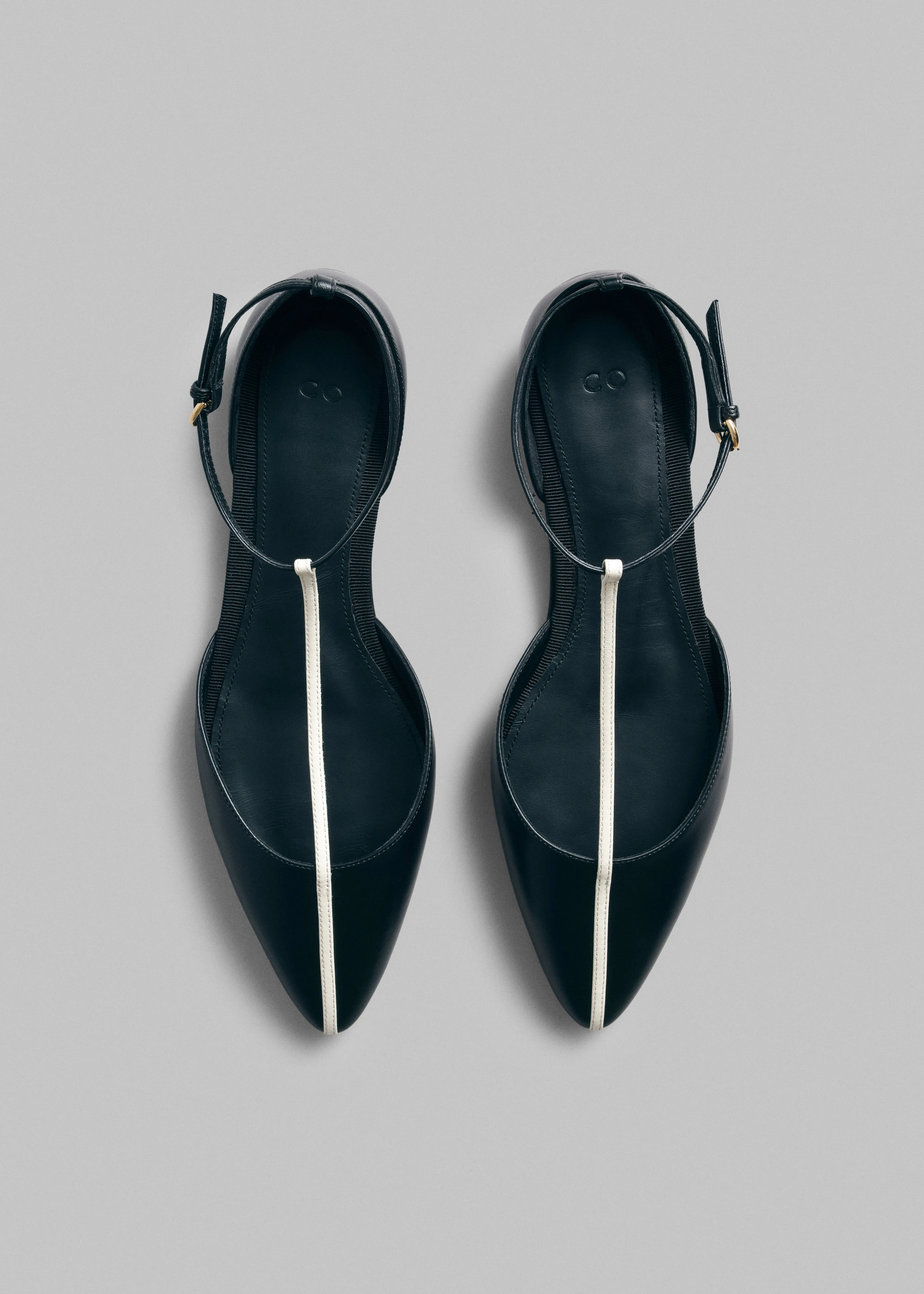 T-Strap D'Orsay Flat in Leather - Black